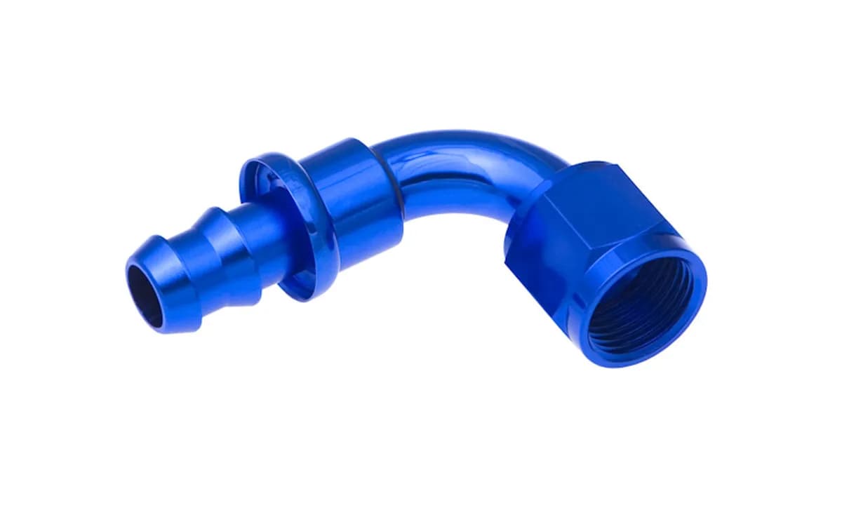 04 90 Degree An/Jic Hose End Push Lock Blue