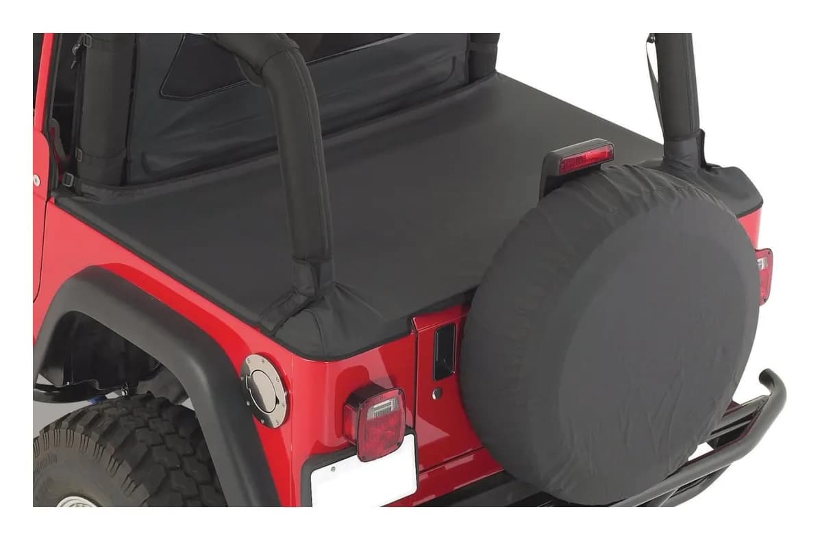1992-1995 Wrangler YJ Channel-Mounted; Black Denim; Keep your gear clean dry and away from prying eyes with a Rough Trail Tonneau Cover