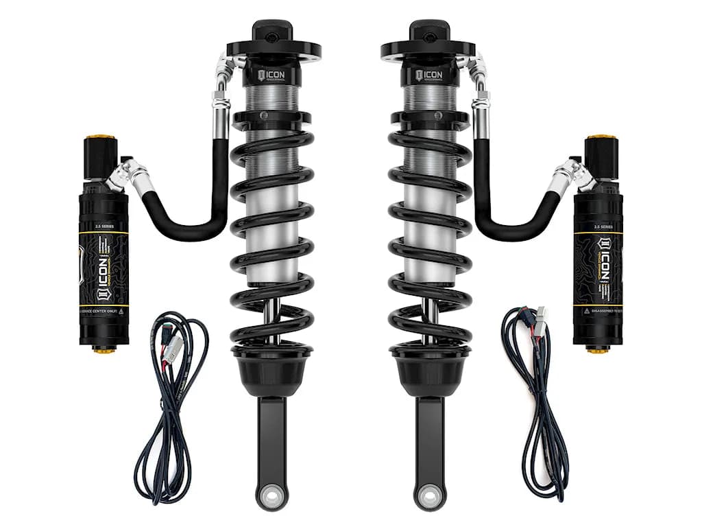 ICON 2005-2023 Toyota Tacoma, 0-3.5"/0-2.75" Lift, Front, V.S. 2.5 Series Coilover Kit, Extended Travel, Remote Reservoir w/ CDEV, 700 lbs/in Coils, Pair