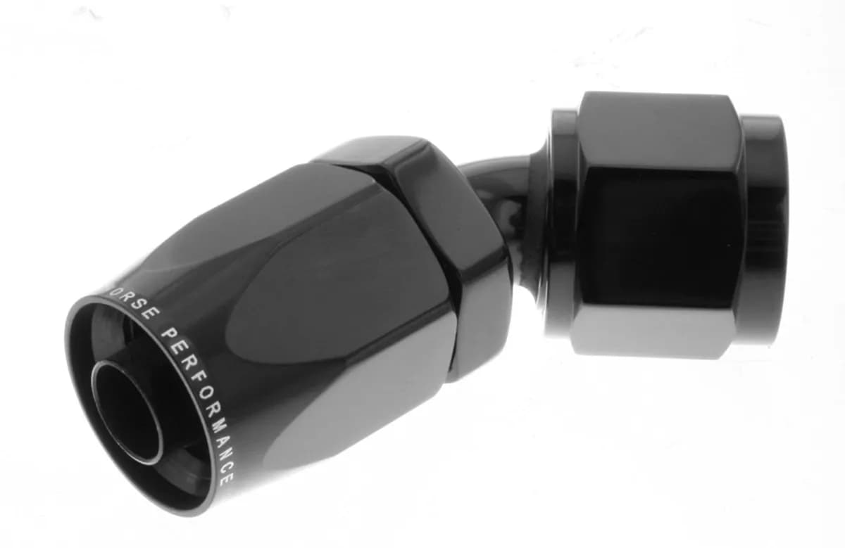 12 45 Degree Female Aluminum Hose End Black