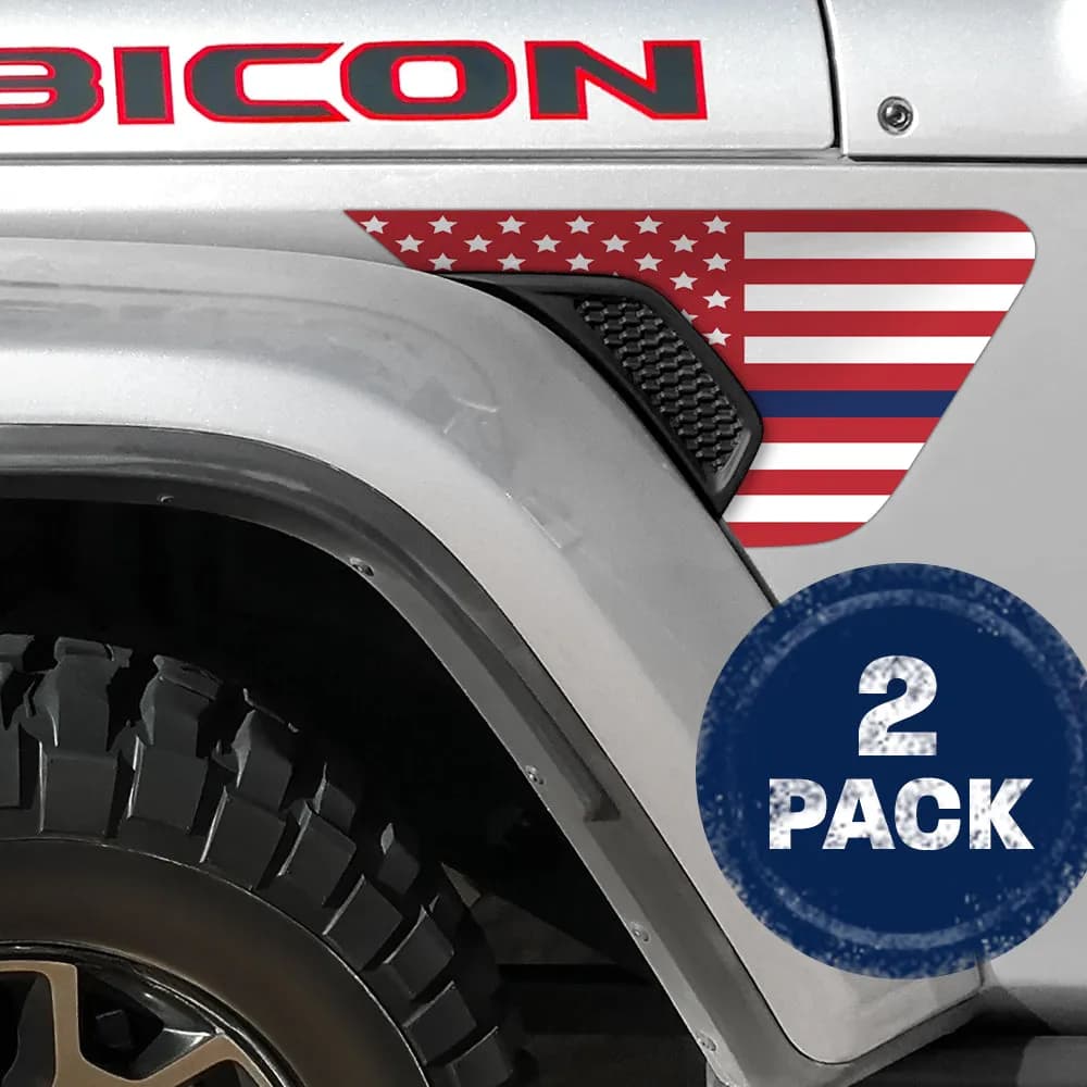 White & Red Thin Blue Line Flag 2pc Vinyl Fender Decal