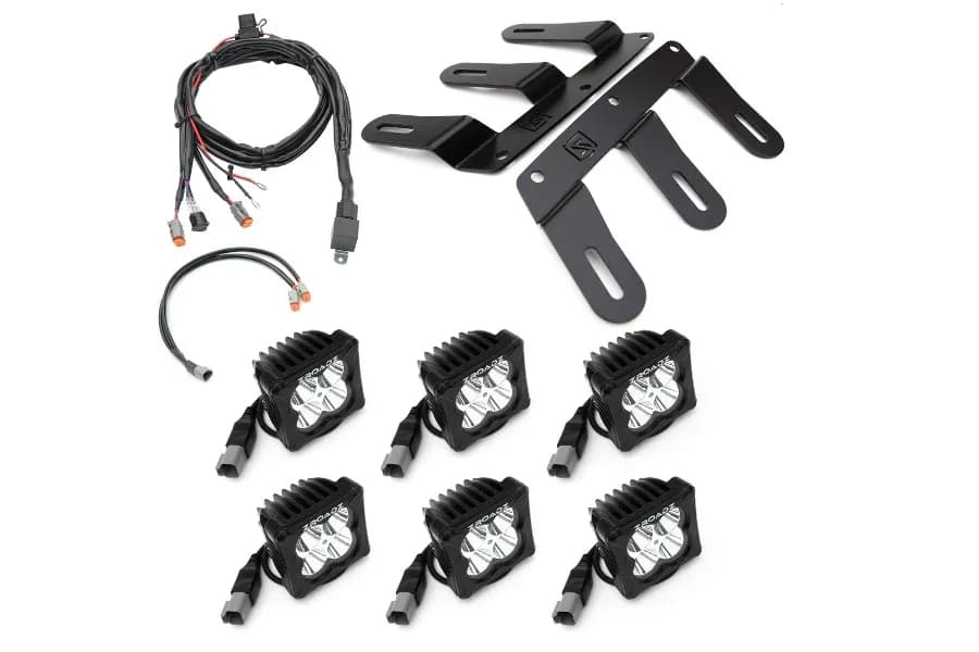 21c Bronco Front Bumper OEM Fog Amber LED Kit(2)3in Amber LED Pod Lights(4)3in White LED Pod Light