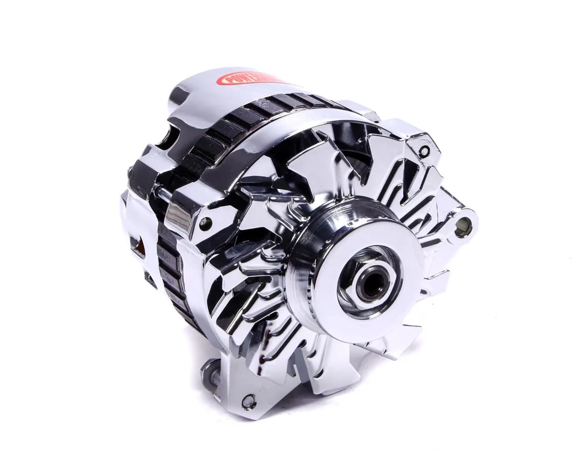 Alternator; CS130; Offset Left; Rear Battery Post; 140 Amp; 95 Idle; 1 Groove V Type Pulley; Chrome;