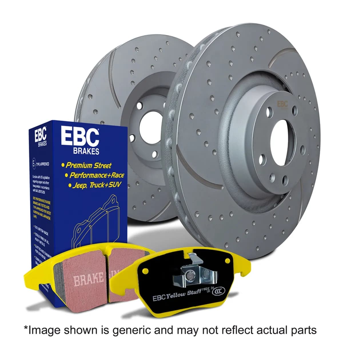S5 Kits Yellowstuff And GD Rotors; Rear; FMSI Pad No. D1734; Solid; 5 Bolt Holes; 278mm Dia.;