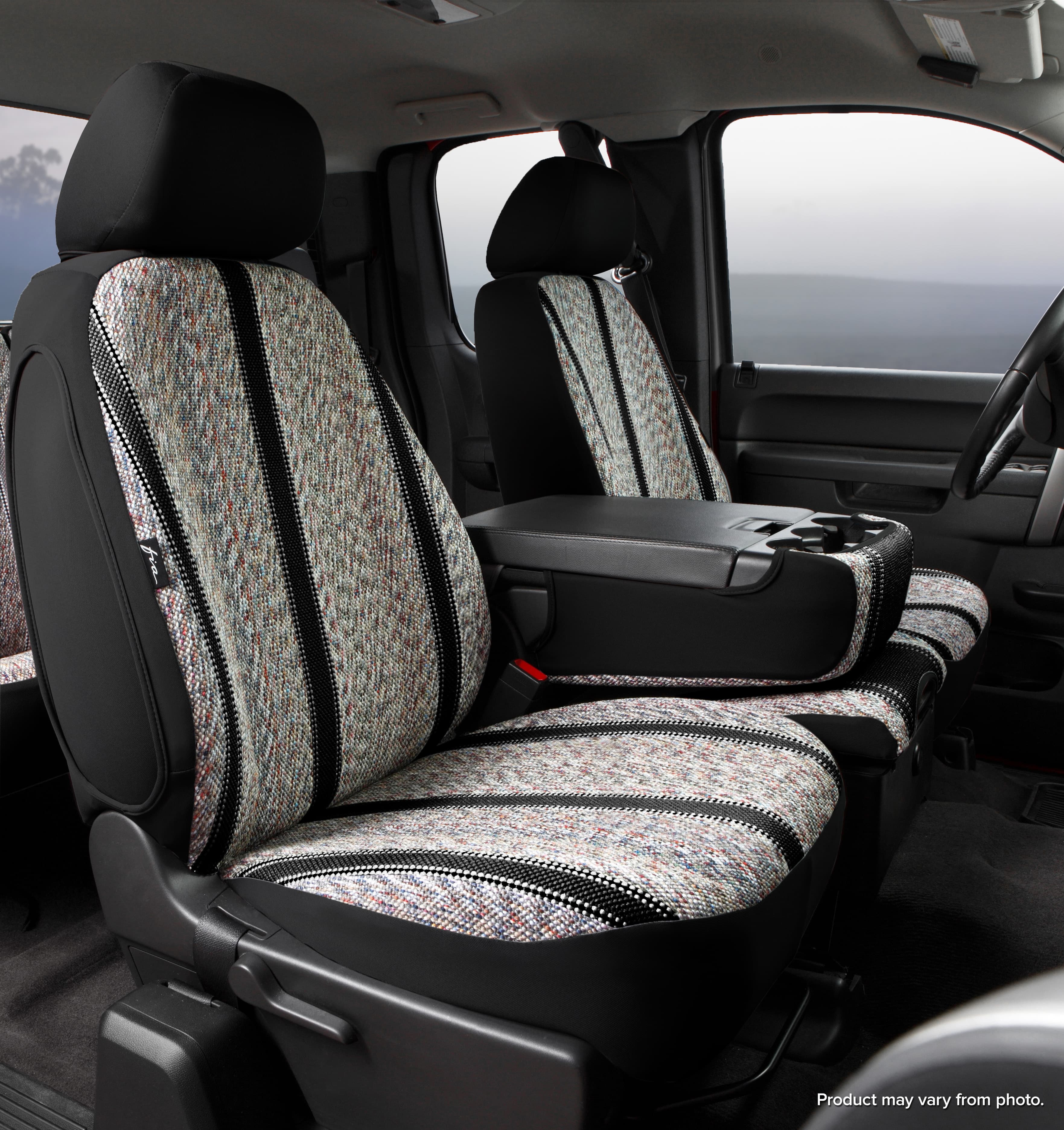 FIA Wrangler™ Custom Seat Cover; Saddle Blanket; Black; Split Seat; 40/20/40; Built In Seat Belts; Side Airbags; w/o Upper/Lower Center Storage Compartments; Non-Removable Headrests;
