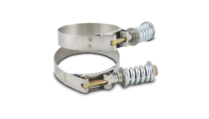 T-Bolt Clamps; 2.94 in. To 3.24 in. Clamp Range; 2.75 in. Matching Hose ID; 304 Stainless Steel; Pack Of 2; product image