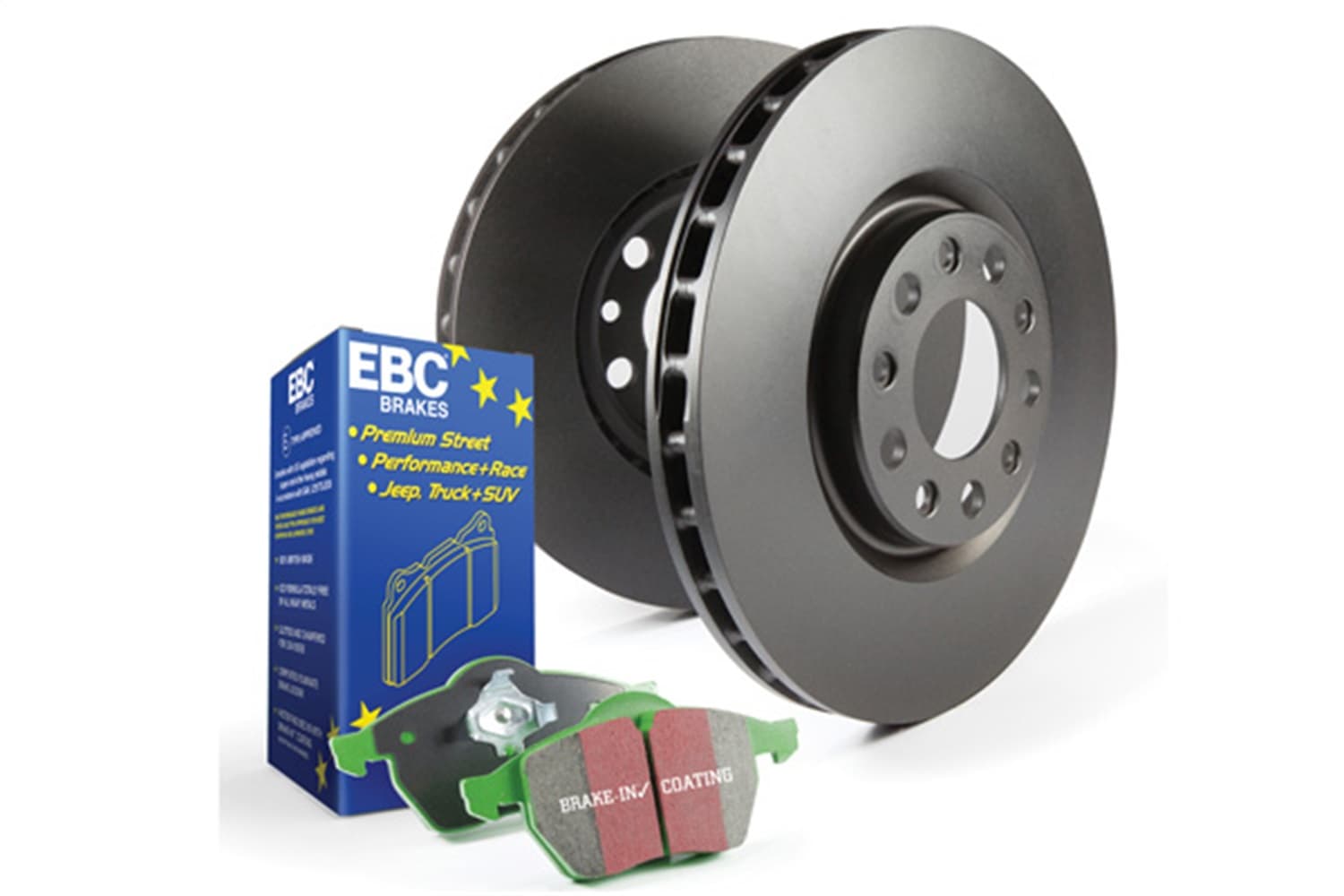 EBC Brakes S11 Kits Greenstuff 2000 and RK Rotors; Front; FMSI Pad No. D2115; Vented; 5 Bolt Holes; 312mm Dia.; 47mm Height; 25mm Thick; 64mm Center Hole Dia.;