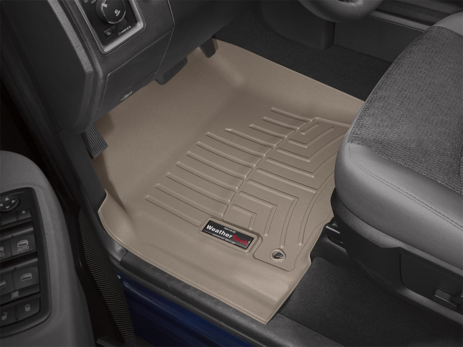 2012 + Dodge Ram Front FloorLiner Fits Regular and Quad Cab with two retention hooks on the driverfts and passengerfts side Tan product image