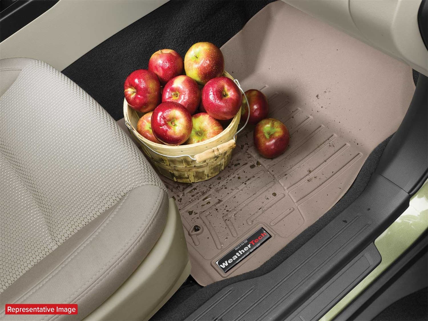 2012 + Dodge Ram Front FloorLiner Fits Regular and Quad Cab with two retention hooks on the driverfts and passengerfts side Tan product image