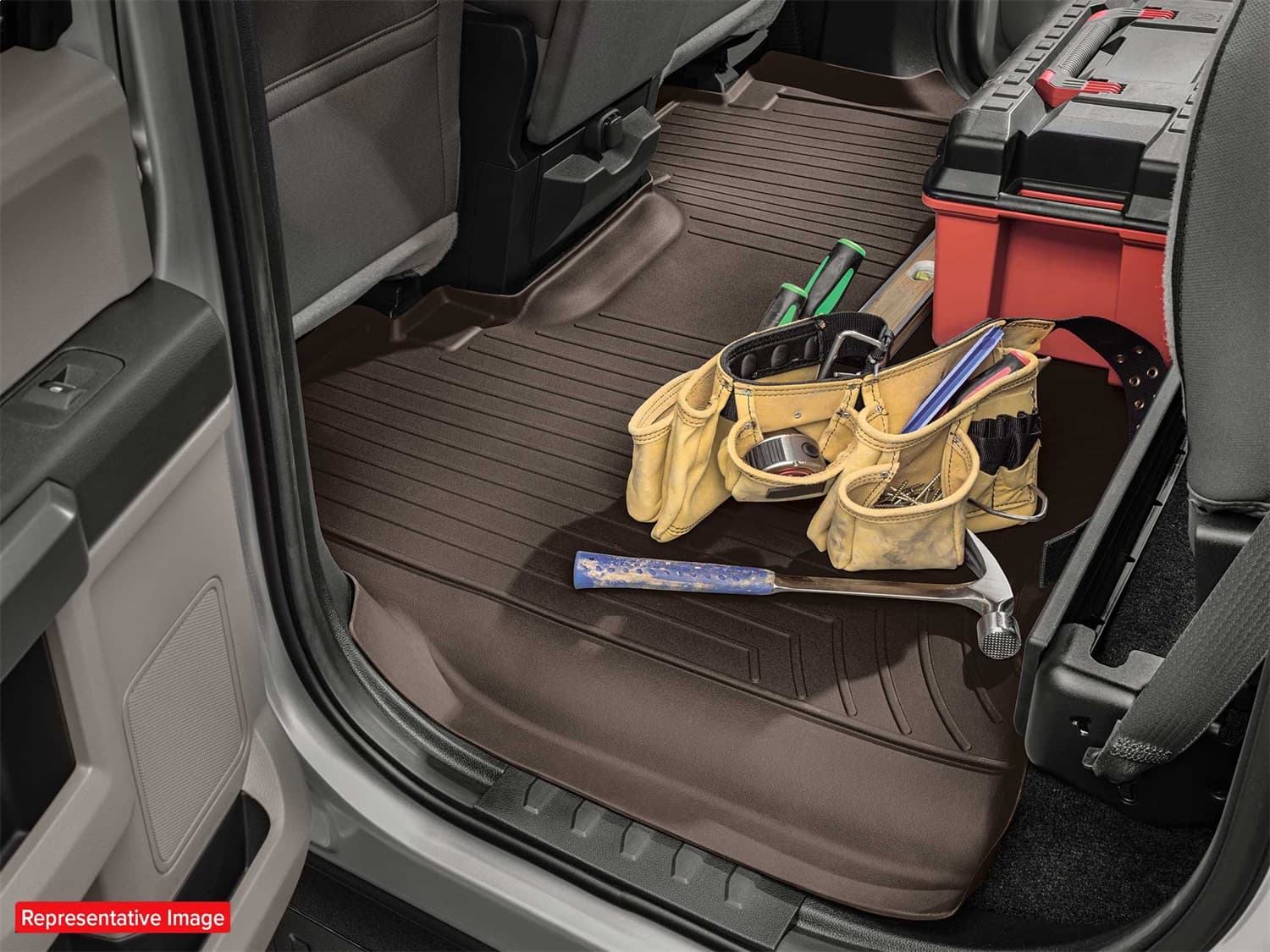 2012 + Dodge Ram Front FloorLiner Fits Regular and Quad Cab with two retention hooks on the driverfts and passengerfts side Tan product image