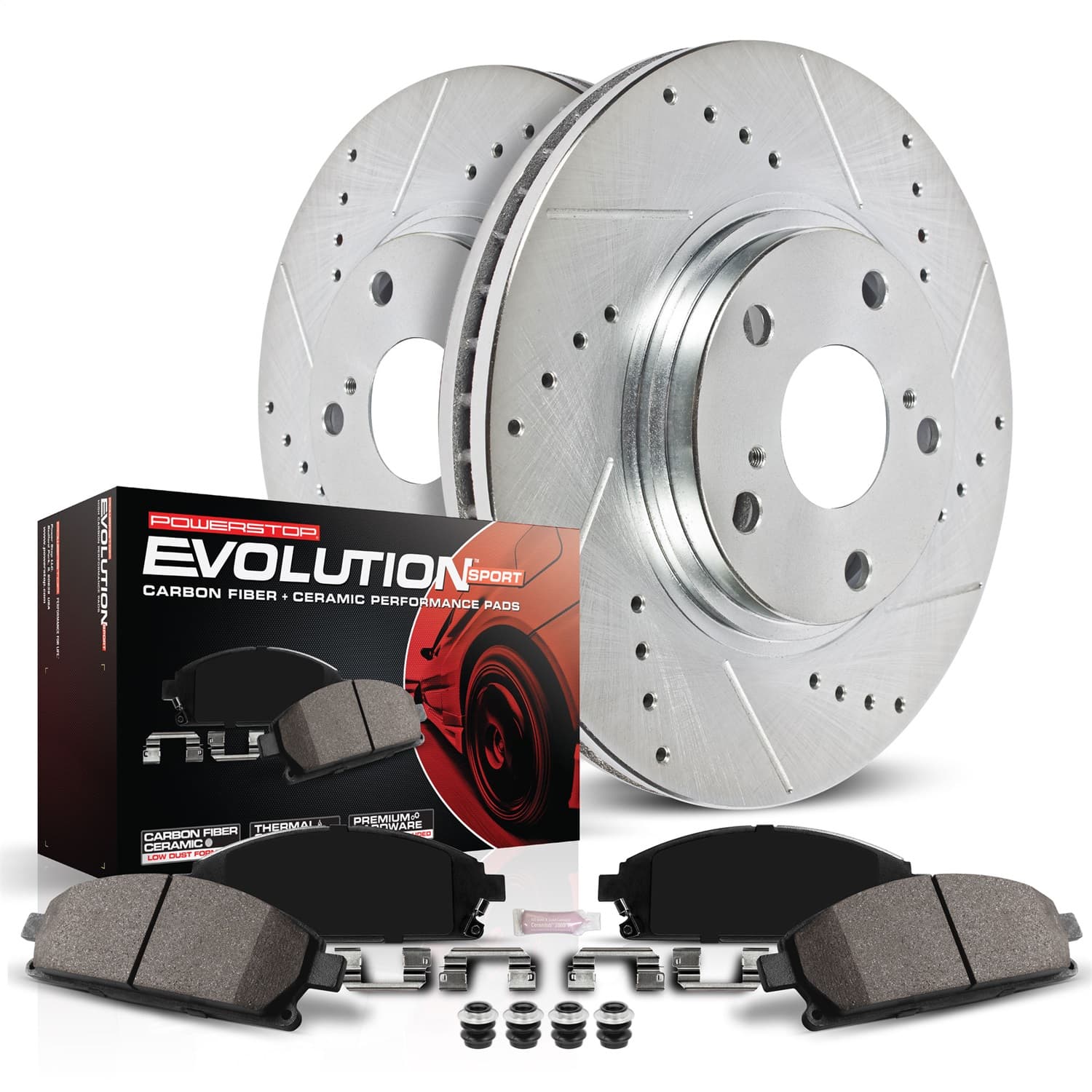 Z23 Evolution Sport Upgrade Kit: Drilled/Slotted Rotors; Carbon-Fiber Ceramic Pads W/Hardware product image