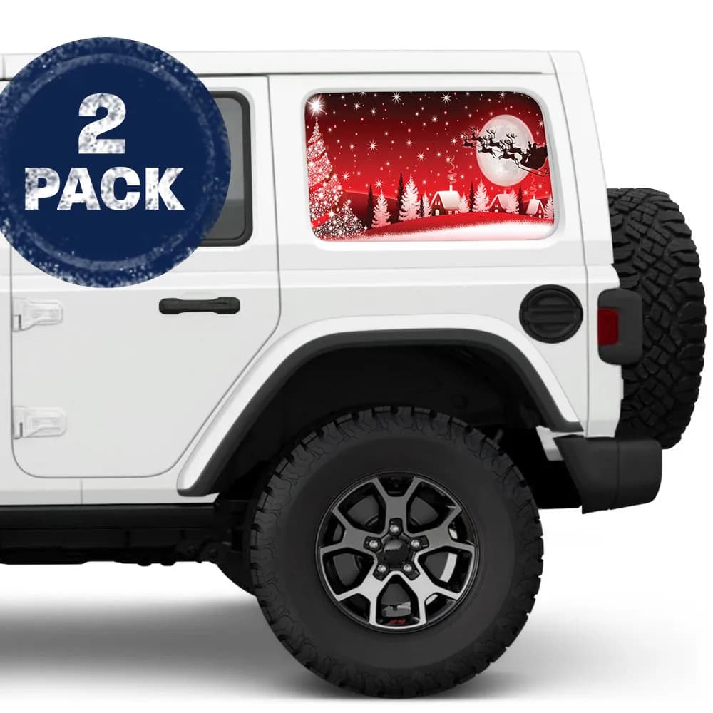 Santa and the Moon Side Windows Printed Vinyl Decal