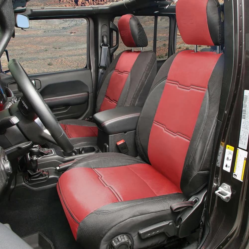 20c Gladiator JT Gen2 Neoprene Front/Rear Seat Cover; Red/Black