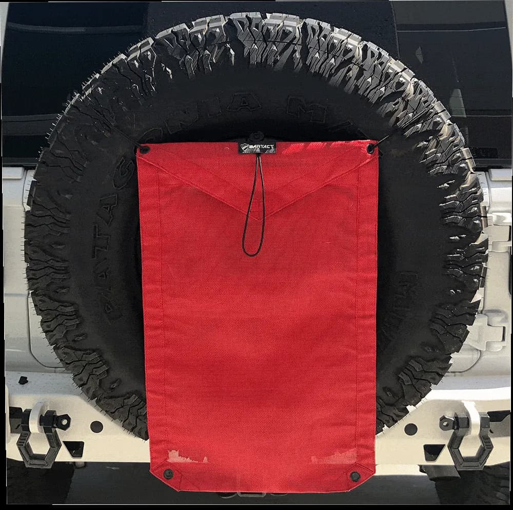 Spare Tire Trash Bag & Pet Divider Pat Pend for Jeep Wrangler, Gladiator, Ford Bronco, etc Bartact - RED