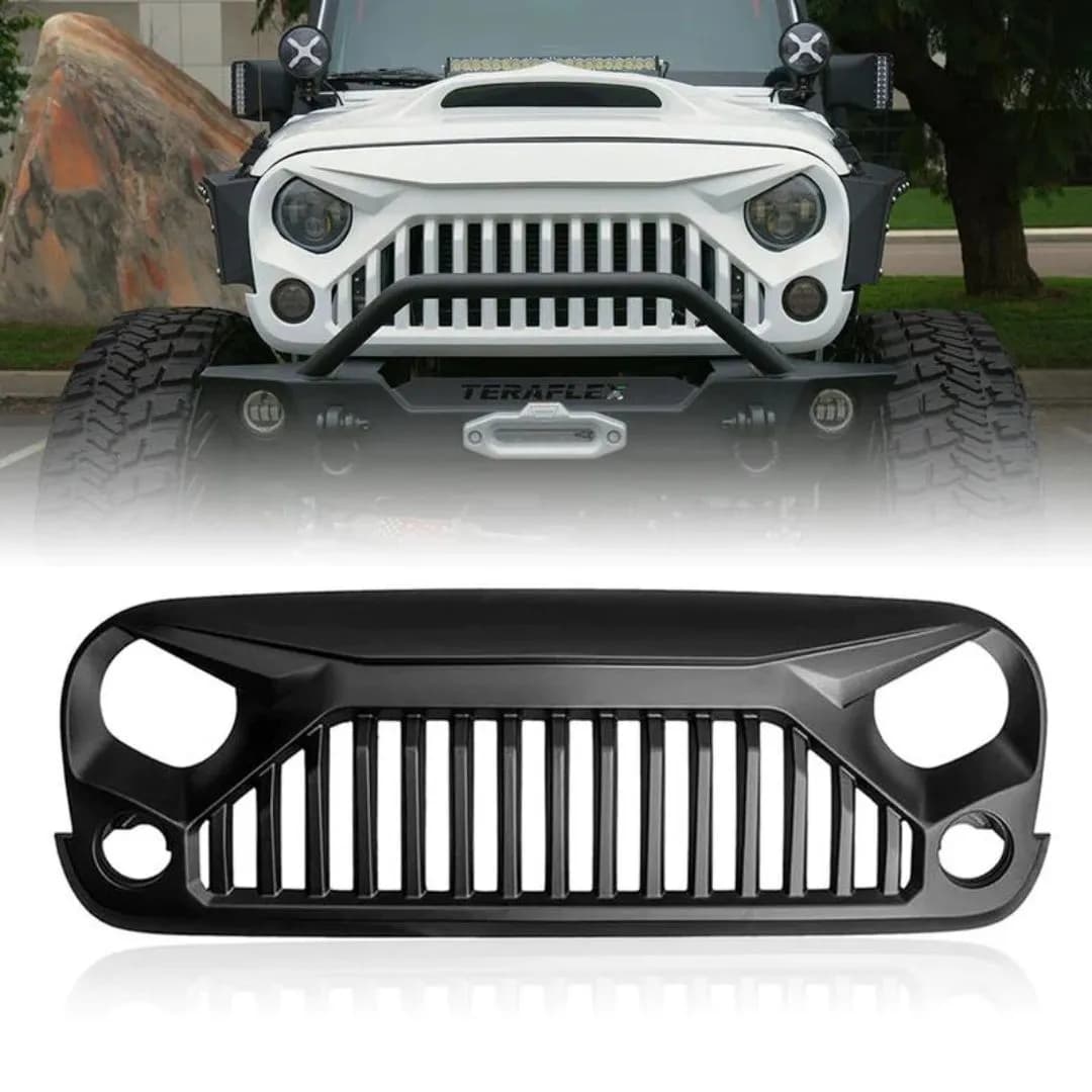 Xprite Jeep Grille for Jeep Wrangler JK JKU 2007-2018 Matte Black ABS Replacement Grille