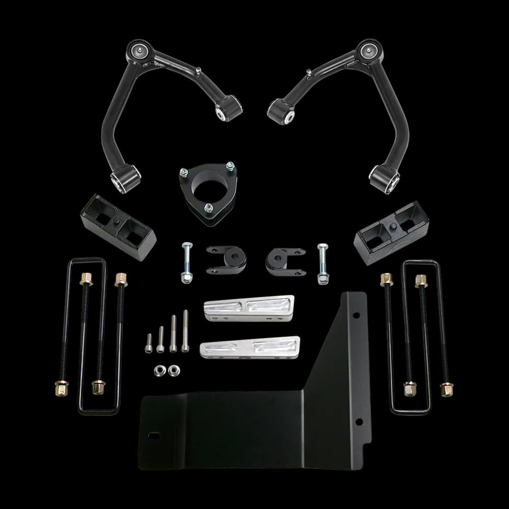 4ft. SST Lift Kit Front with 3ft. Rear Blocks with Upper Control Arms for Cast Steel OE Upper Control Arms without Shocks