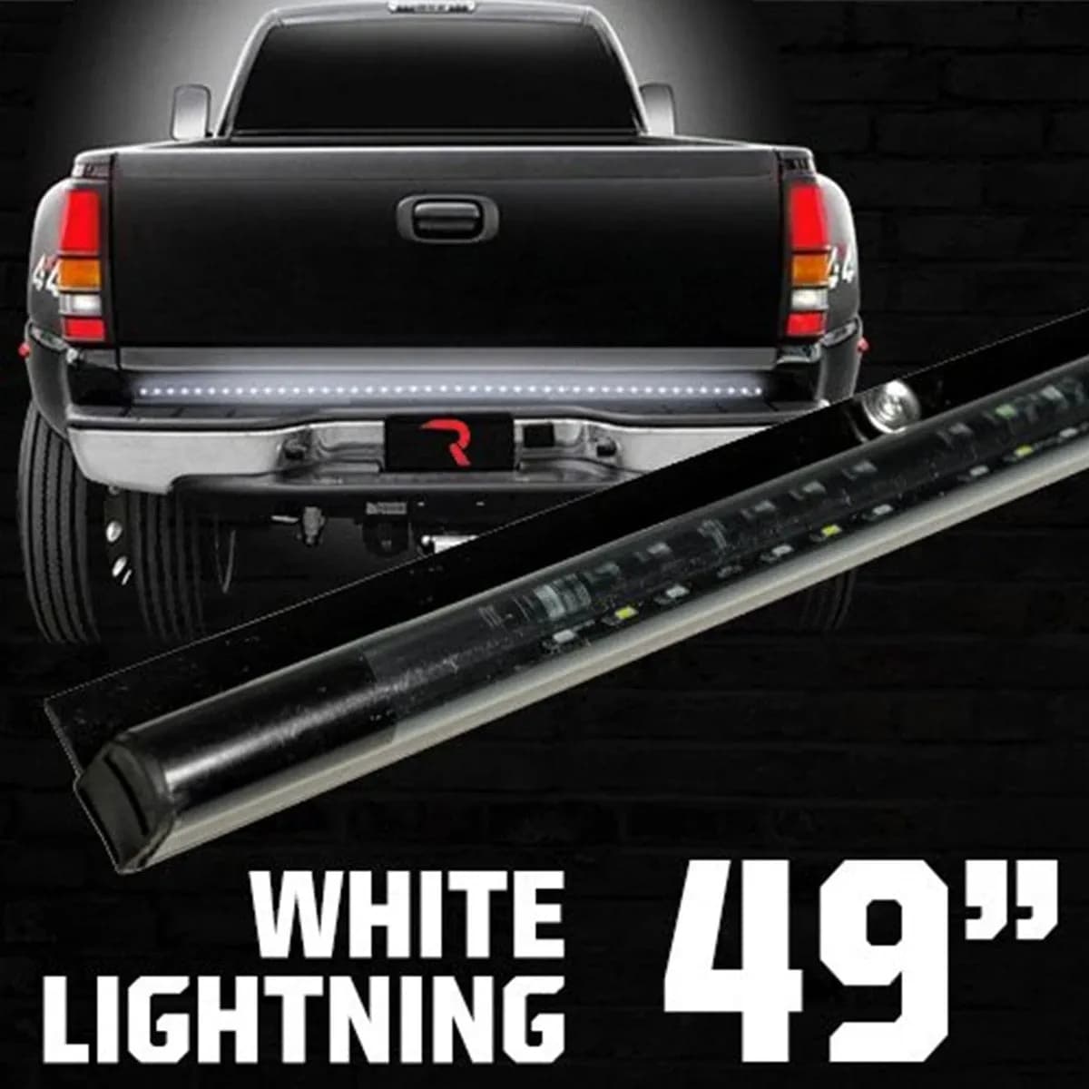 60inch Tailgate Bar w Red LED Brake Lights And White LED Reverse Lights 60inch Bar Fits Most Full-Sized Trucks And SUV