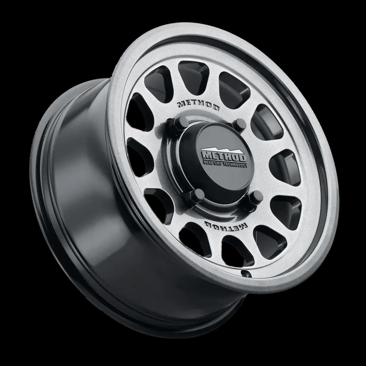 Aluminum Wheels 15x10 MR414 Bead Grip UTV Bolt Pattern 4 On 136 Offset 25 Lip Size 2.72 Graphite GY Method