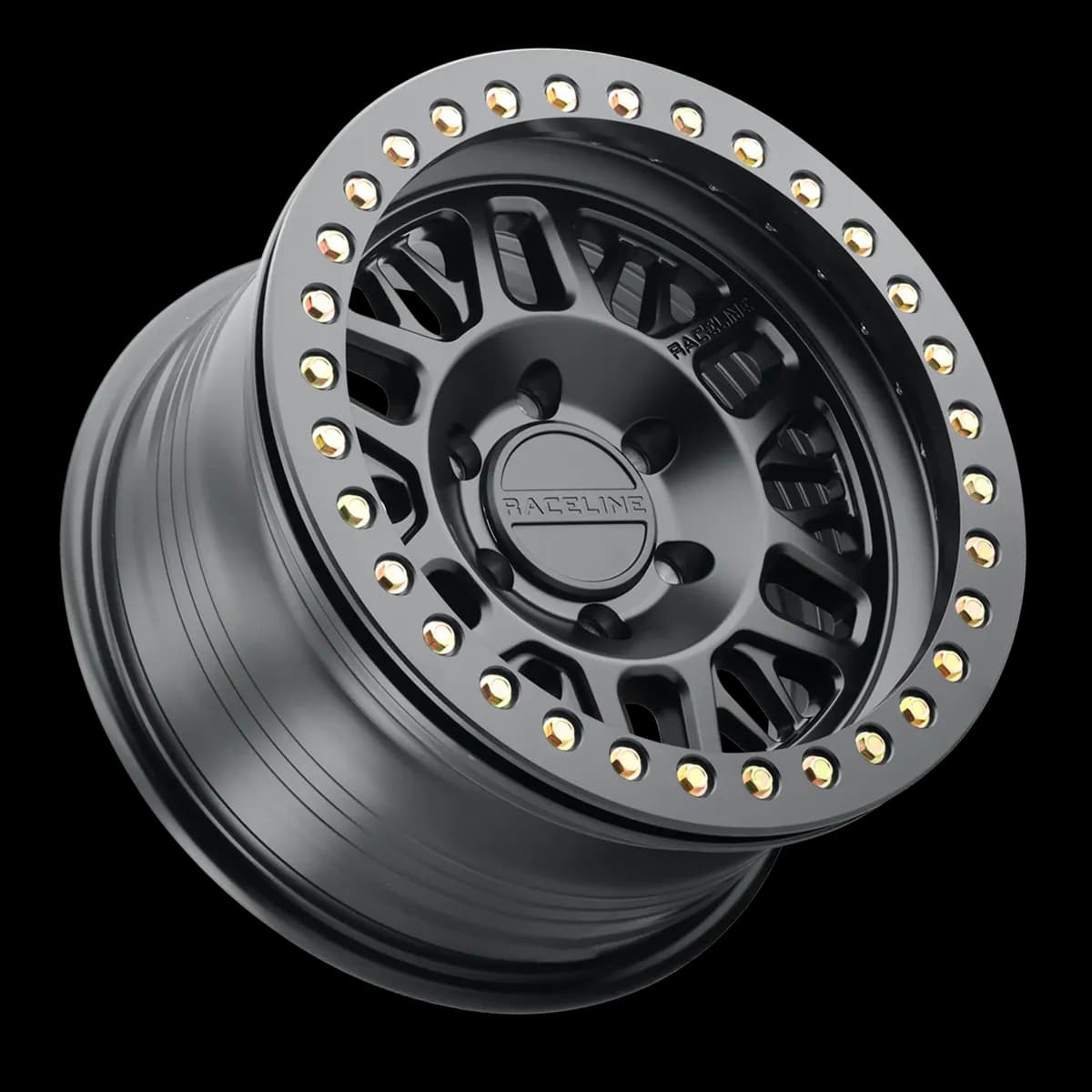 Aluminum Wheels 17x9 Ryno Cast Beadlock RT951B Satin Black Black Beadlock Ring -12 Offset 8 on 165.1 Bolt Pattern 130.81 Bore Raceline