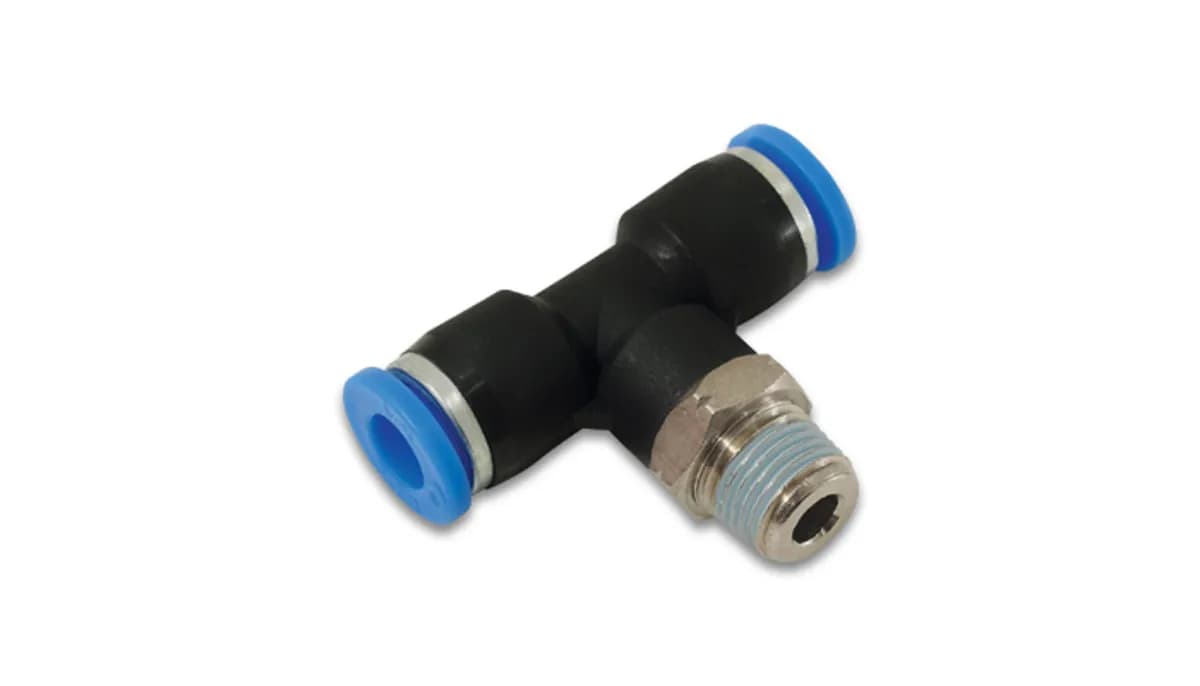 Tee Vacuum Fitting; Male; For 0.25 in. OD; 0.125 in. NPT; 150 PSI Maximum Operating Pressure; Stainless Steel;