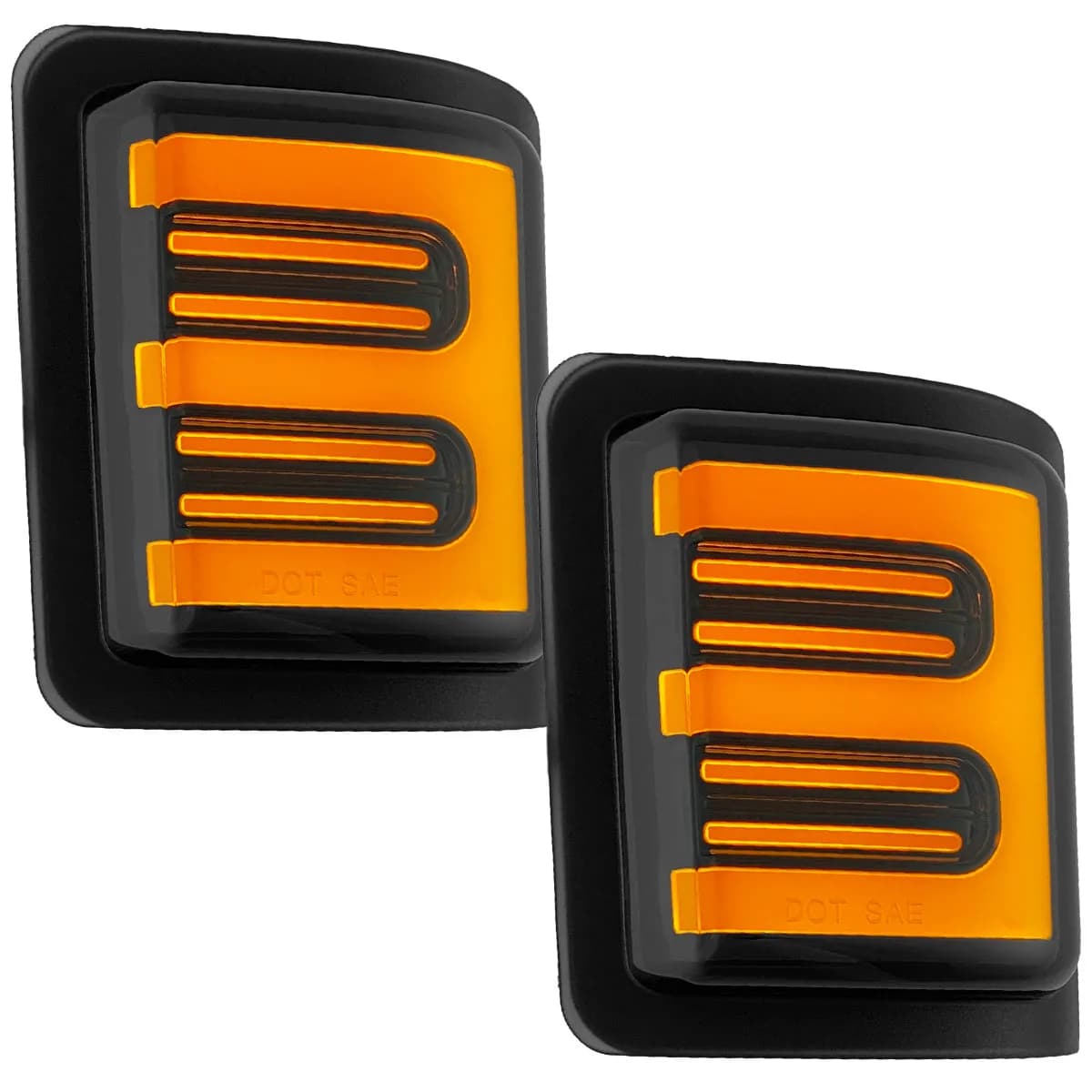 Ford 08-16 F250f350 Superduty Side Mirror Lenses 2-Piece Set w Ultra High-Power Amber Oled Running Lights Ultra High-Power Amber Scanning Oled Turn Signals - Smoked Lens