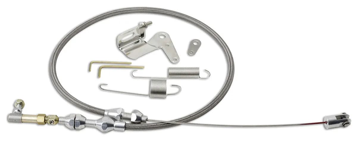 Duo-Pak Kit; Incl. Stainless Steel Throttle Cable/Carburetor Bracket/Return Spring; Stainless Steel Housing; 24 in. Long;