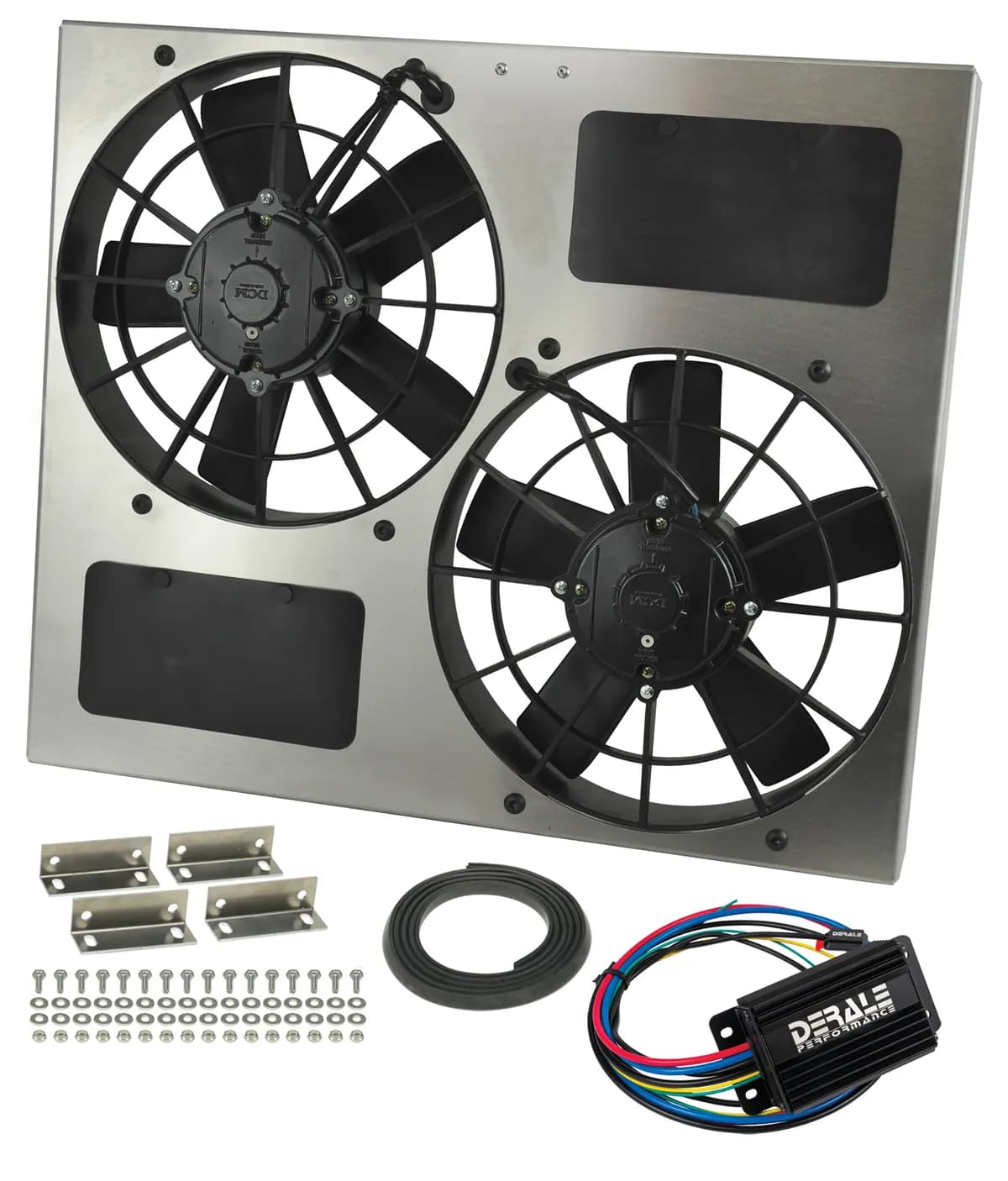 Derale 66830 Powerpack - High Output Dual 11 RAD Fan/Alum Shroud Kit w/ PWM Controller