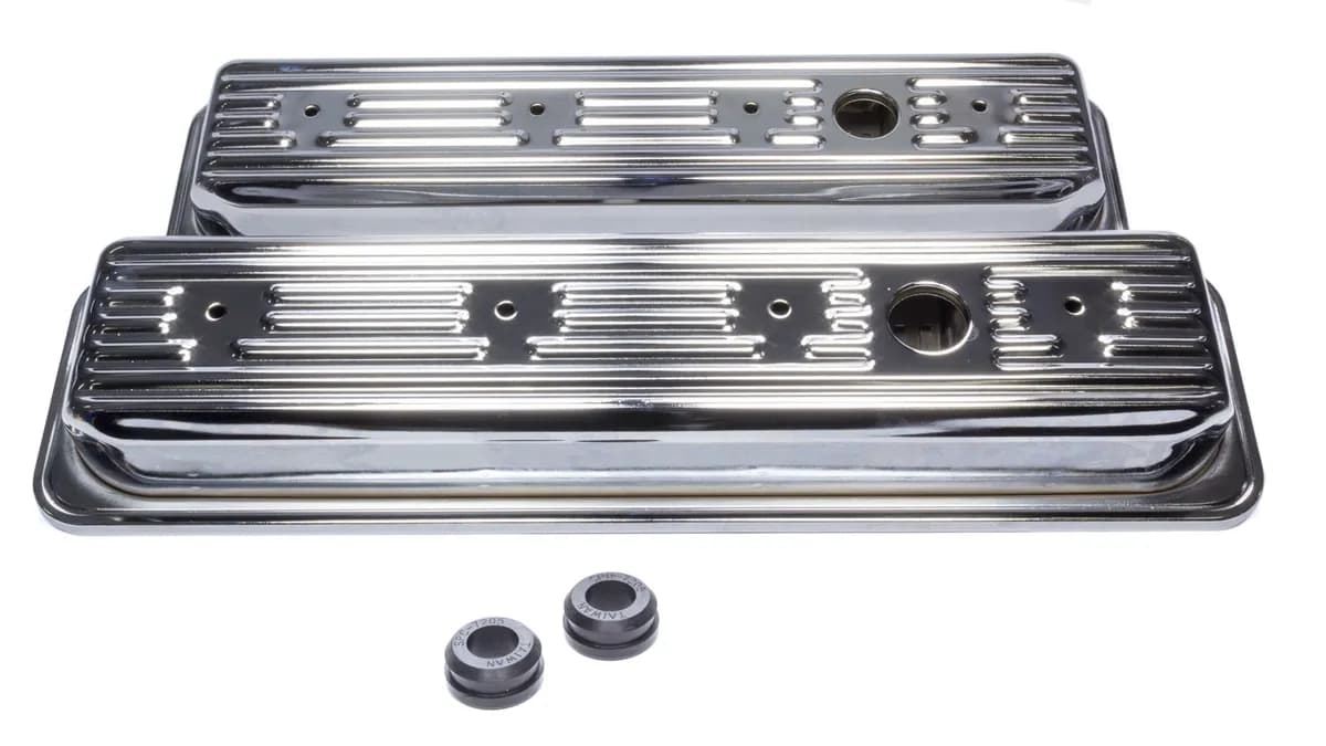 Valve Cover, Signature Series, Small Block Chevrolet, 262-400, 1987-1995, Center Bolt, Low Profile, Chrome