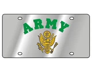 Gold Army Logo With Green Arched Letters Army on a Stainless Steel Plate