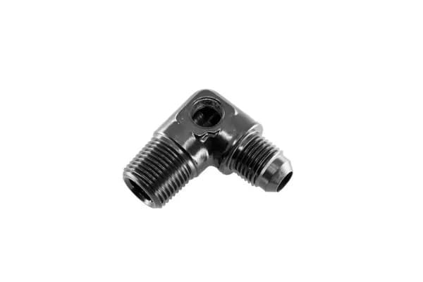06 an Male to 3/8 in Npt Male Adapter With 1/8 in Npt Port90degblack