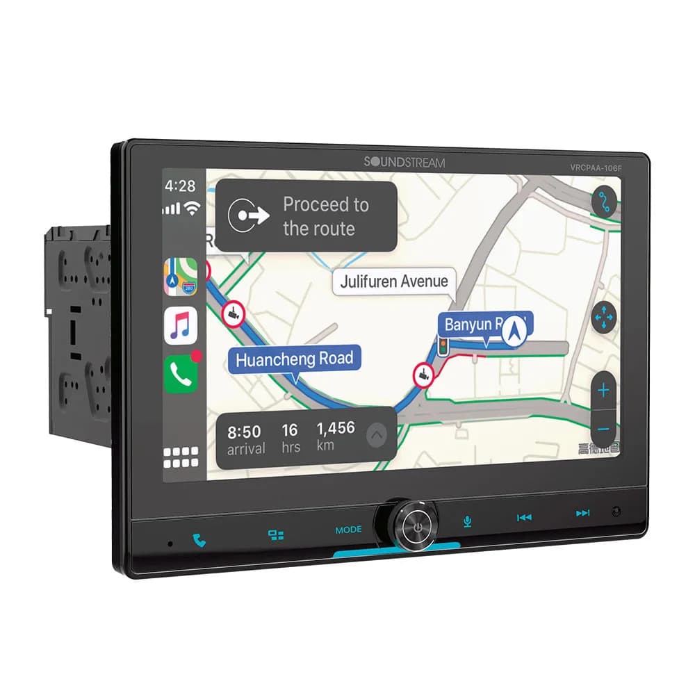 10.6 in Double Din Dvd Head Unit W/Bluetooth/Apple Carplay/Android Auto & Floating Touch Screen