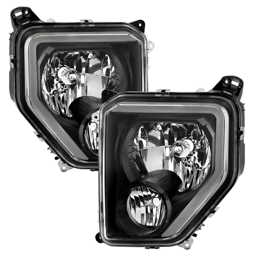 Spyder Auto 9053023 Crystal Headlight Set w/ Light Bar - Black
