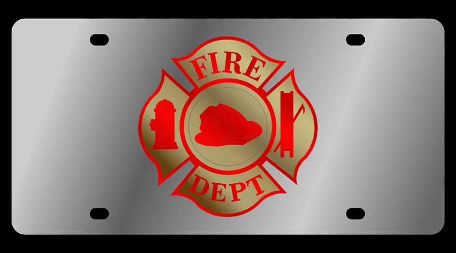 Fire Department Cross on a Stainless Steel Plate