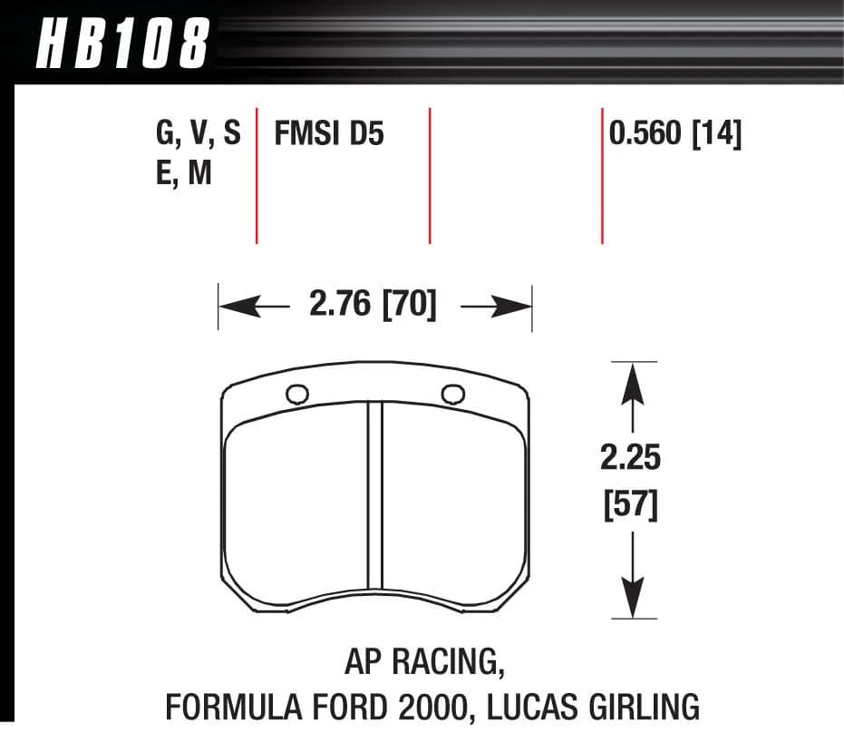 Blue 9012 Disc Brake Pad; 0.560 Thickness; Fits AP Racing; FF 2000;