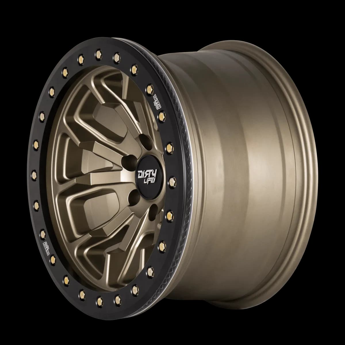 Dirty Life DT-1 9303 Series Beadlock Wheel 17x9 5x5 12mm Offset Matte Gold - JT/JL/JK