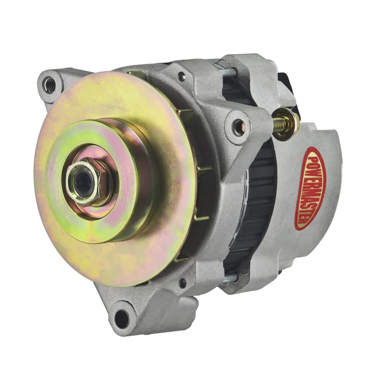 GM 5X5 Race Alternator; CS121; 3 Point Mounting; Side Battery Post; 100 Amp; 60 Idle; XS Volt; 1 Groove V Type Pulley; Natural;