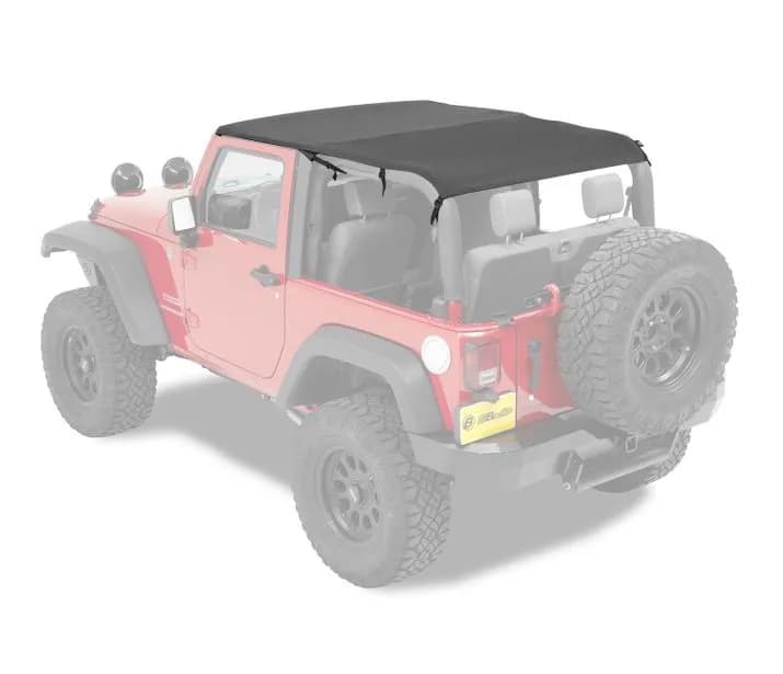 Jeep Wrangler Bikini Top Header Safari Cable Style Bikini Tops For Jeep 2010-2018 Wrangler JK 2 Door Black Diamond Bestop