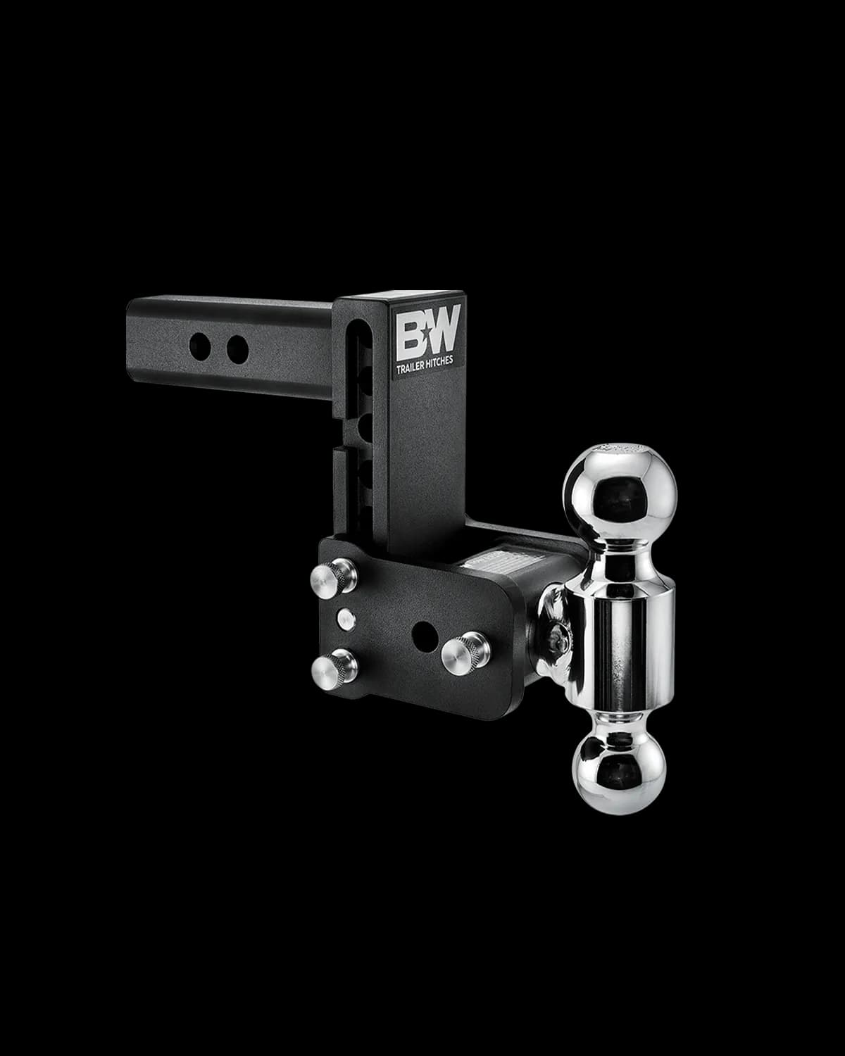 B&W Hitches Tow & Stow 2in Dual Ball Receiver Hitch, Black, 5in Drop-5.5in Rise