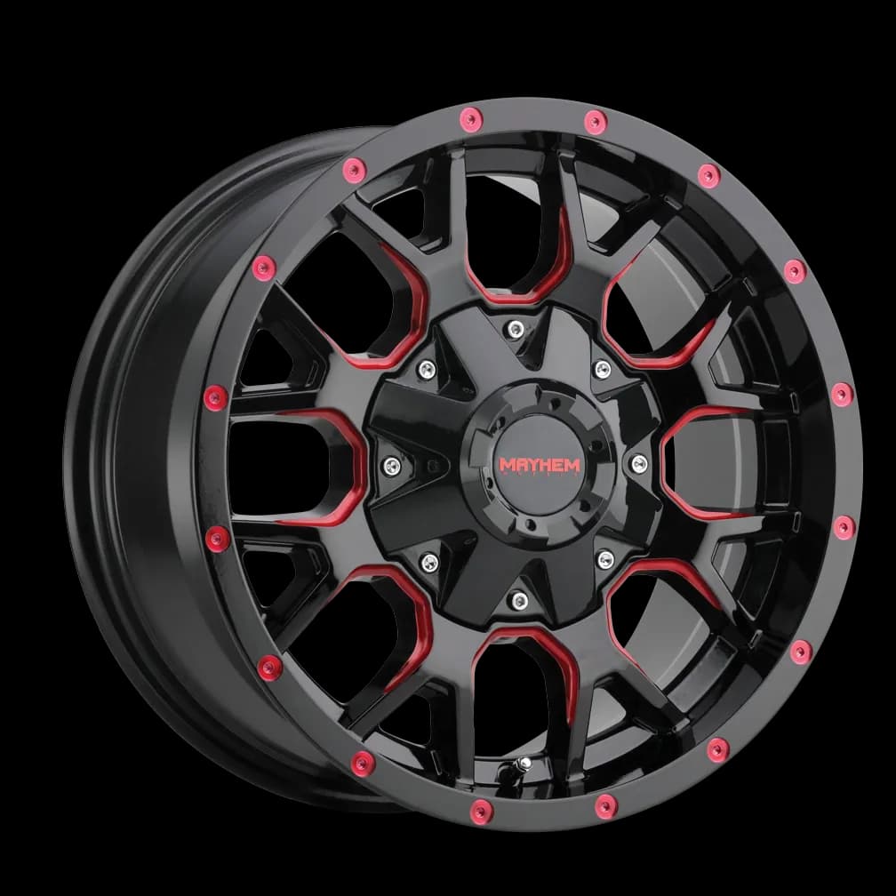 Mayhem Offroad Wheels Warrior 8015 RD 20x9 Prism Red Black 0 Off Set 6 Lug 5 BSM 106 Bore Cast Aluminum