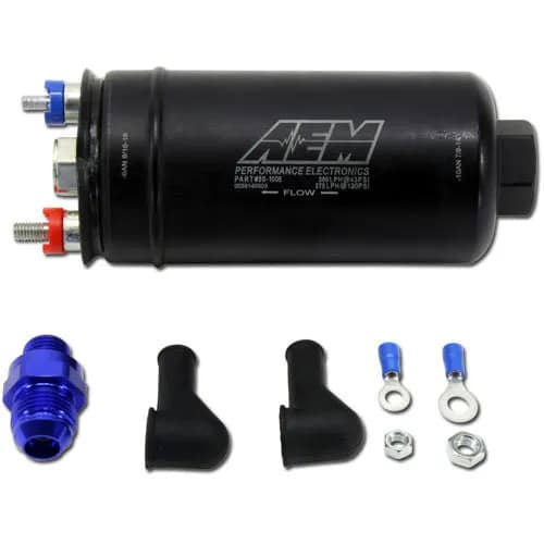 AEM High Flow Inline Fuel Pump - 400LPH @ 40 psi - 10AN Inlet - 6AN Outlet