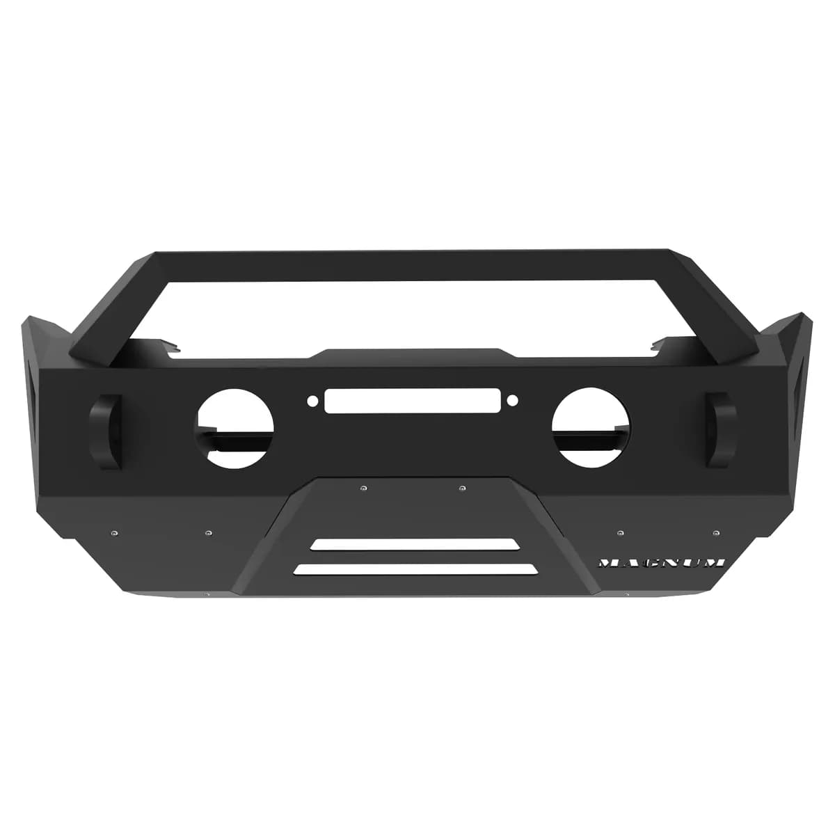 Magnum Front Stubby Winch Ready Bumpers Black Textured Alloy Steel