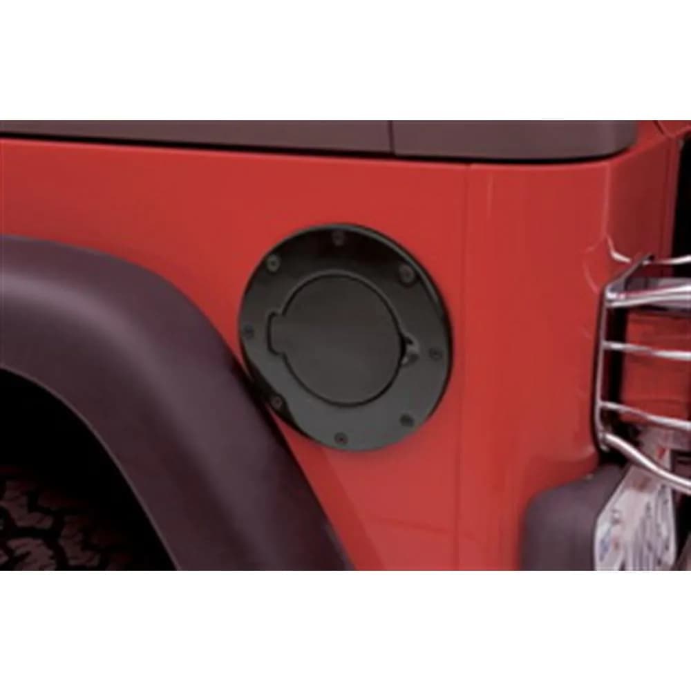 Jeep 97-06 Wrangler Jeep Stainless Billet Style Gas Cover Gloss Black Finish