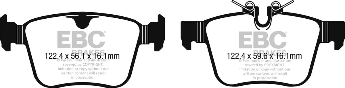 6000 Series Greenstuff Truck/SUV Brakes Disc Pads; FMSI Pad No. D1821; Vented; 325mm Dia.; Pad Dimensions: 122.4 x 56.1 x 16.1mm;