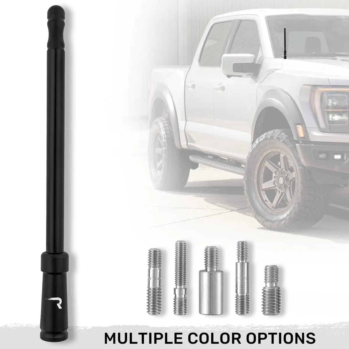 Aluminum 8" Antenna Mast (Fits OEM Factory Threaded Antenna) Multiple Colors