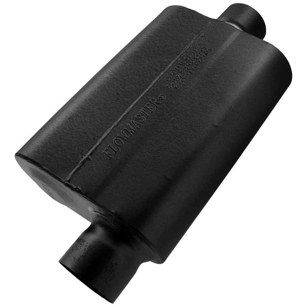 40 Series Delta Flow Muffler 3.00in IN (O) / OUT (C): ea 409S Stainless Steel
