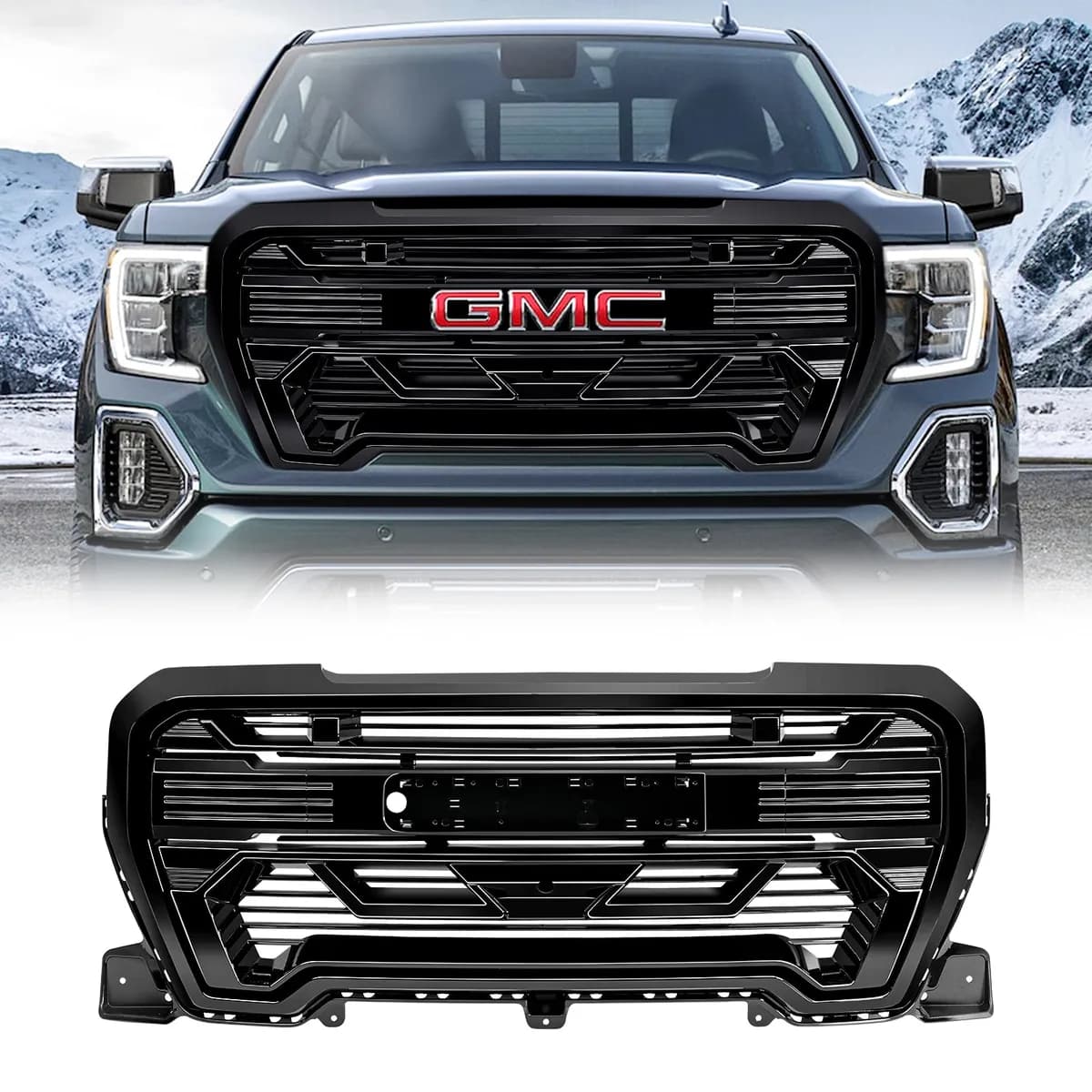 American Modified Amgmaa00111 Armor Grille Emblem Base Outside Surround And Front Camera Bracket Glossy Black