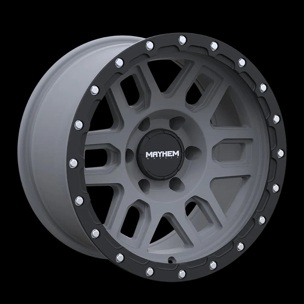 Mayhem Offroad Wheels Delta 8304 GY 17x9 Matte Black Lip Gunmetal 0 Off Set 6 Lug 5 BSM 106 Bore Cast Aluminum