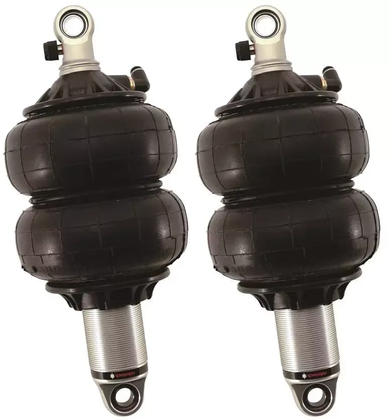 Front HQ Shockwaves 1000 Series W/ 4.1 Inch Stroke, 1.7 Inch Eye Pair Of Rebound Adjustable Shock waves 6.5 Inch Double Convoluted W/ 1/4 Inch Fittings, Bearing Spacers 1/2 Inch, 5/8 Inch 10.75 Inch X 14.25 Inch W/ A 12.5 -12.75 Inch Ride Height Ridetech
