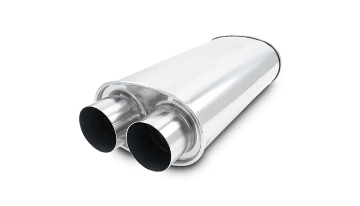 STREETPOWER Oval Muffler; Oval; 2.5 in. Inlet ID; 5.25 in. H; 8.5 in. W; 15 in. Body L; 19 in. Overall L; 2.5 in. OD; Dual In/Out Location;