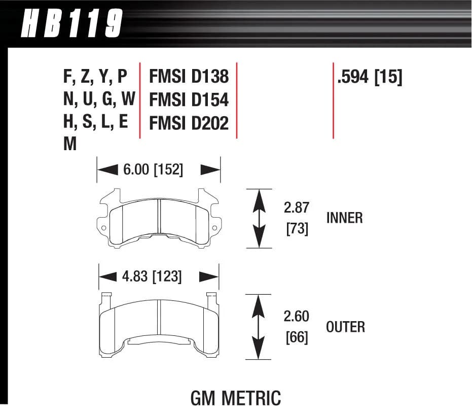 Overall Thickness: 15 mm Compound: DTC-70 GM Metric